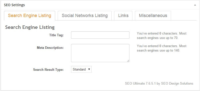 seo setting listing option