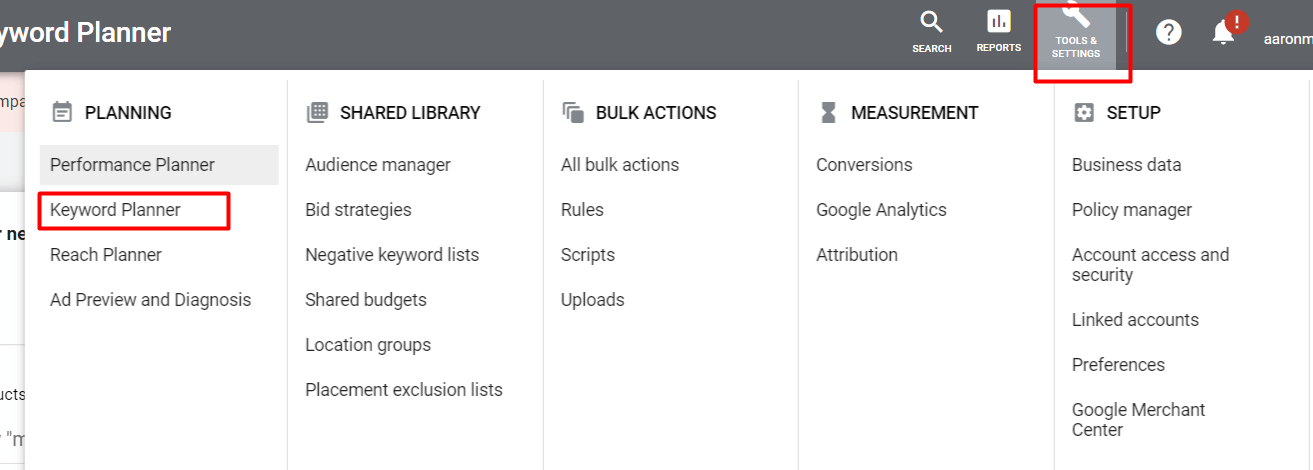 keyword planner 