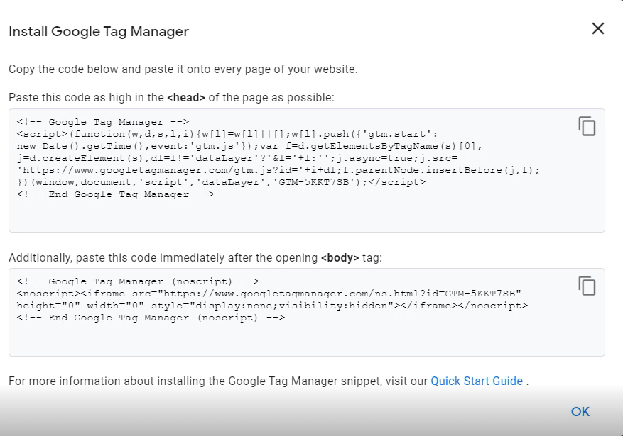 google tag manager installation