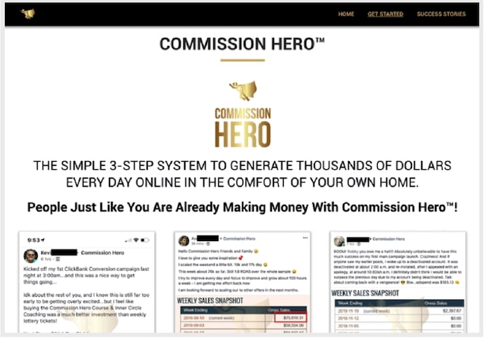 Comission hero review page